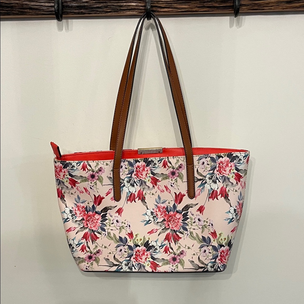 Aldo Floral Tote with Brown Handles - Picture 3 of 8